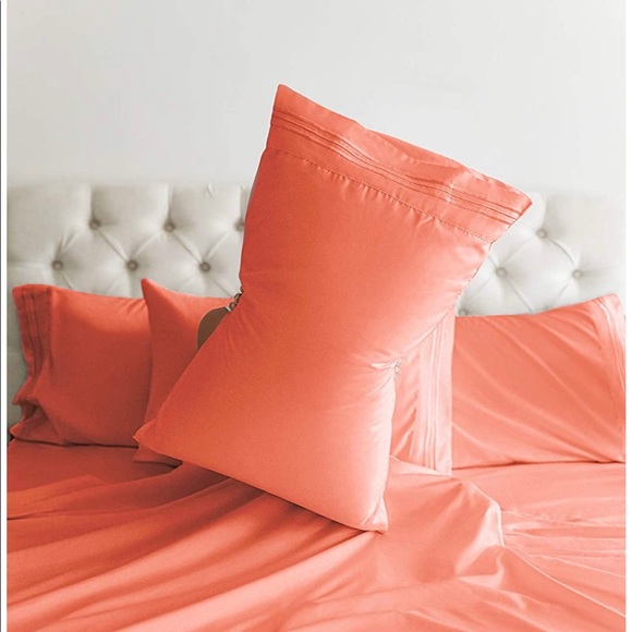 Luxury TWIN sheet set in coral - Picture 3 of 6